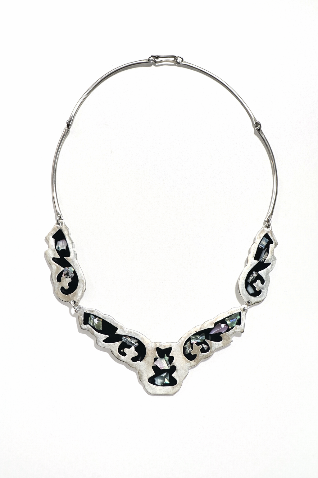 Vintage Alpaca and Abalone Statement Necklace