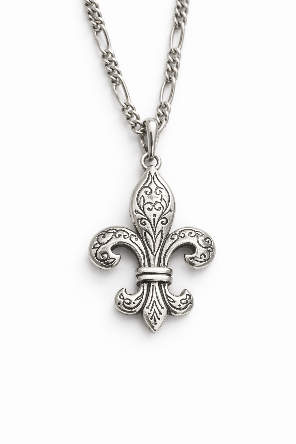 Vintage Sterling Silver Fleur-de-Lys necklace with Labradorite