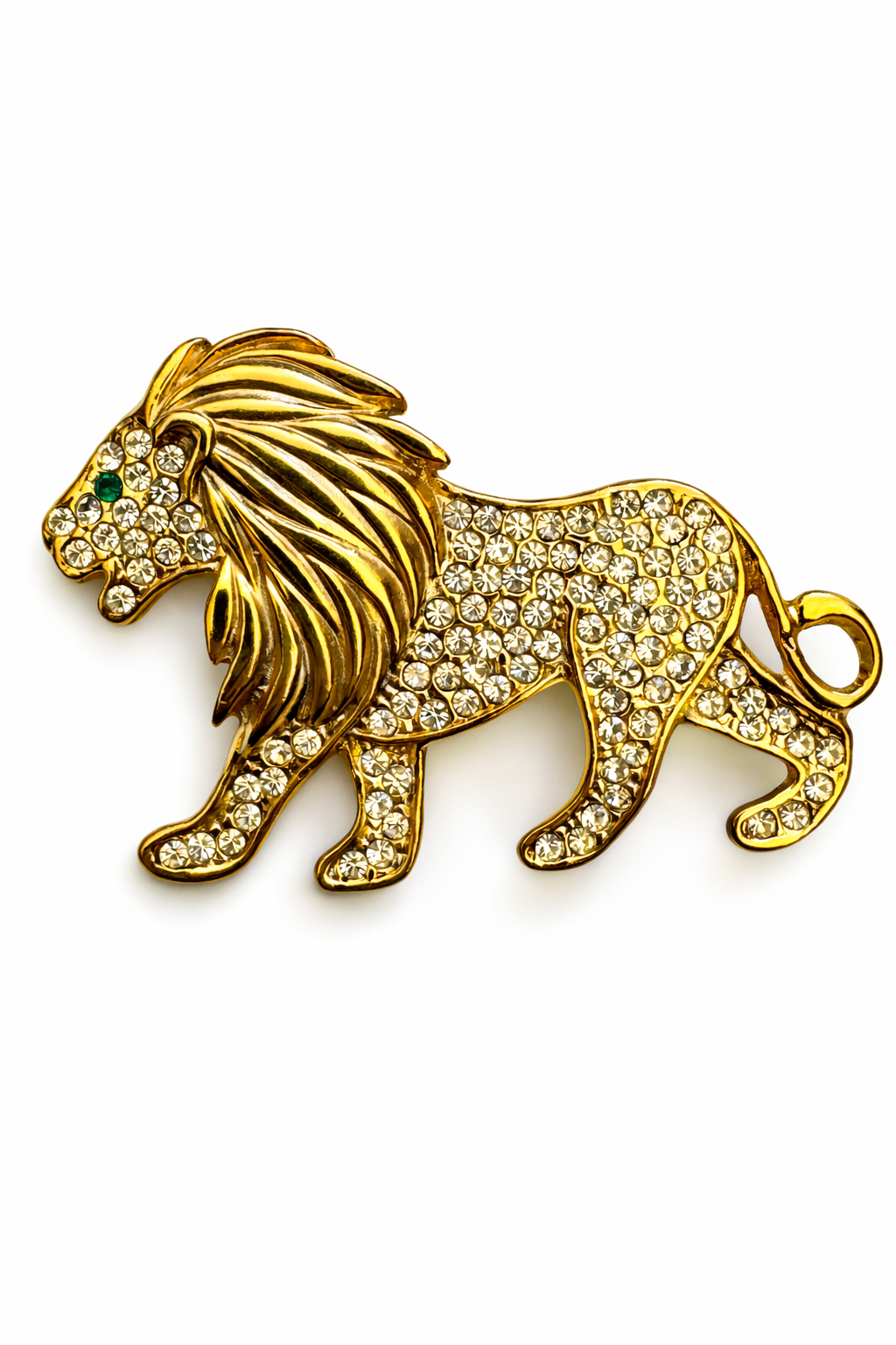 Vintage Crystal Lion Brooch